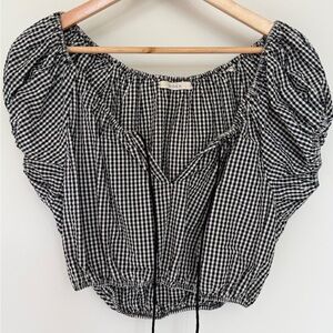 Doen Black and White Gingham Blouse
